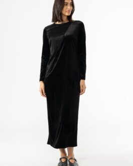Black Two Tone Velour Silk Maxi