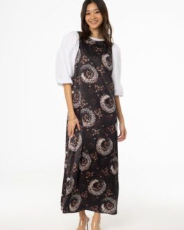 Black and Pink Printed A-Line Slip Jumper