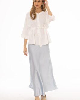 Blue A-Line Satin Effect Maxi Skirt