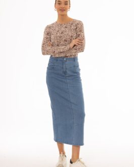 Blue Coin Pocket Denim Maxi Skirt