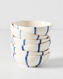 Portofino Blue Stripe Ceramic Dipping Bowl