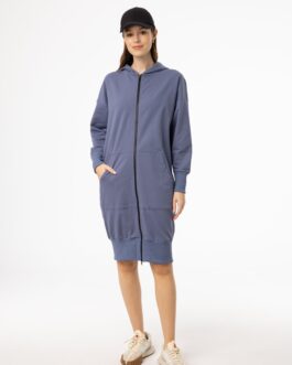 Blue Zipper Sweatshirt Dress