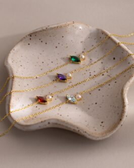 Marquise Birthstone & Pearl Bracelet