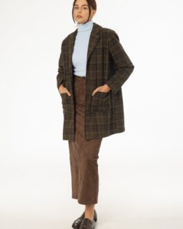 Brown Plaid Wool Coat