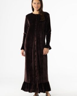 Brown Ribbed Velour Dress