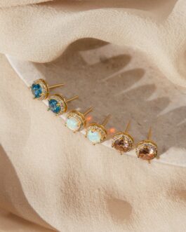 Halo Birthstone Studs