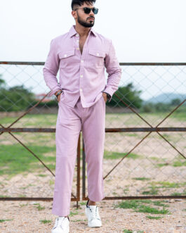 Lilac Full Sleeves Two Pocket Linen Co-ord Set