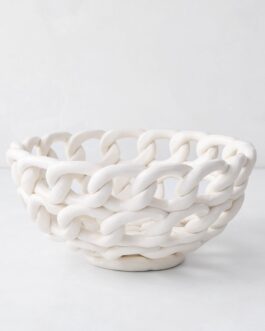 Ceramic White Woven Bread Serve Bowl