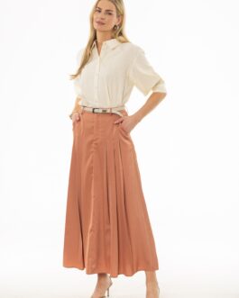 Clay Pleated Satin Maxi Skirt