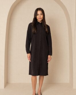 Grey Corduroy Shirt Dress