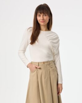 Cream Side Ruched Top