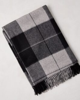 Little Wish Alpaca Charcoal Plaid Throw Blanket