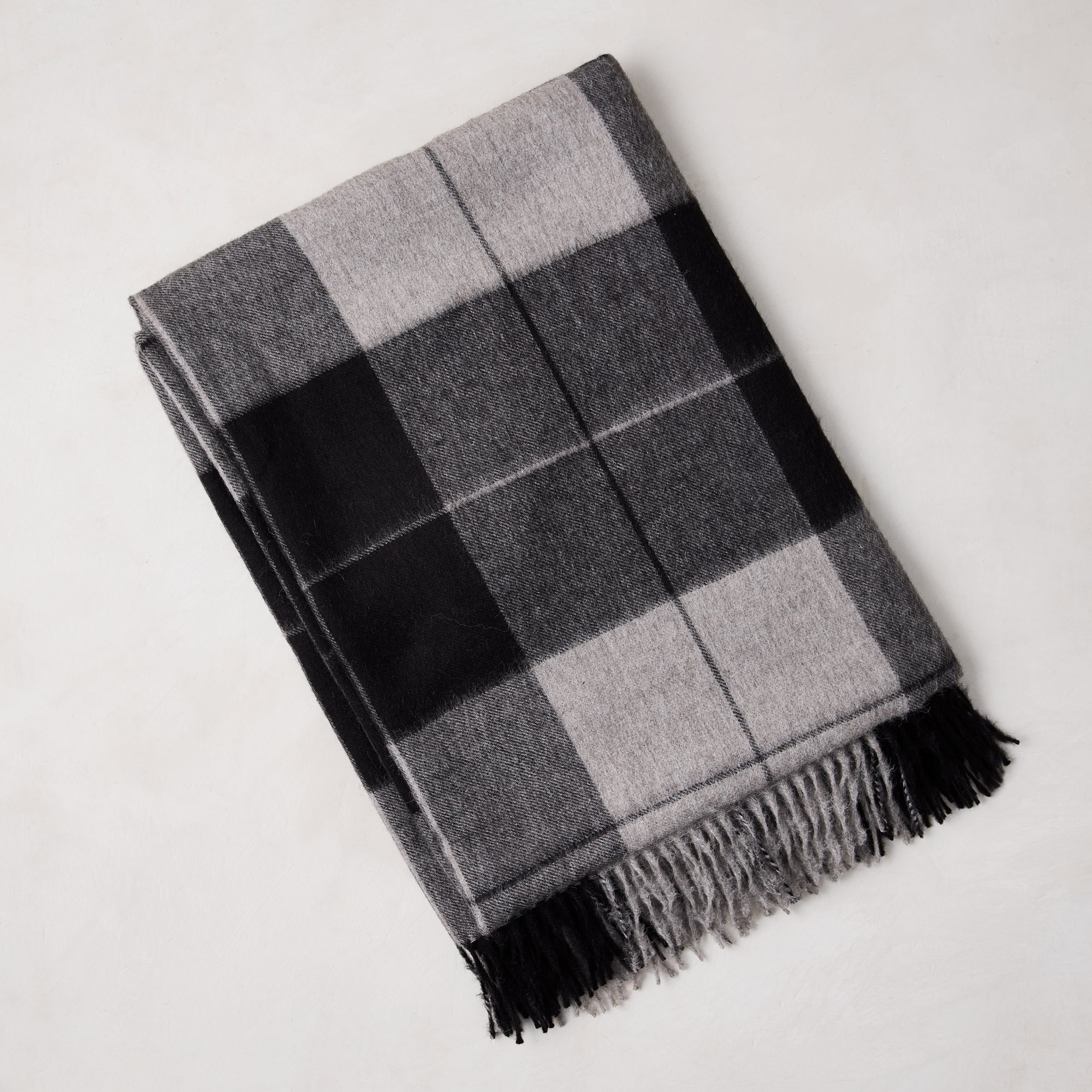 Little Wish Alpaca Charcoal Plaid Throw Blanket