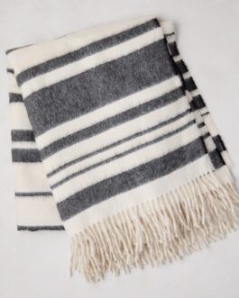 Little Wish Alpaca Black & White Striped Throw Blanket