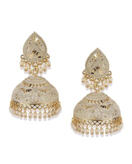 Women Classic Designed Gold Plated Enamelled Jhumka Earrings For