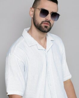 Crochet Skyblue Half Sleeve Shirt