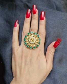 Women Green Stone Studded Ring