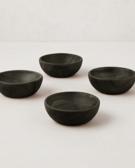Ebony Teak Wood Pinch Bowls Set of 4