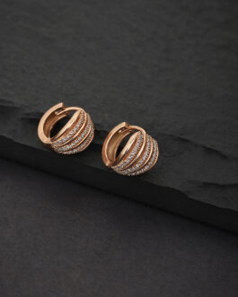 Women Little Wish Rose Gold Plated Cz Studded Contemporary Hoop Earrings