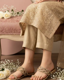 Golden Fancy Chappal For Women