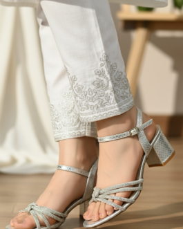 Silver Fancy Sandal For Ladies