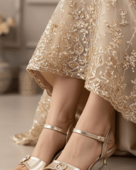 Golden Fancy Sandal For Ladies