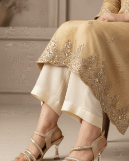 Golden Fancy Sandal For Ladies