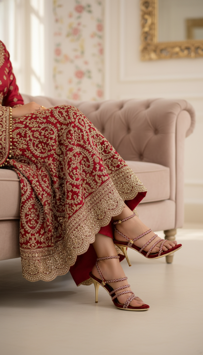 Maroon Fancy Bridal Sandal