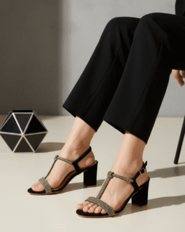 Black Fancy Sandal For Ladies