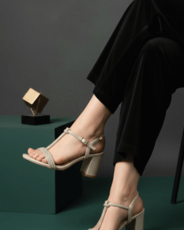 Golden Fancy Sandal For Ladies