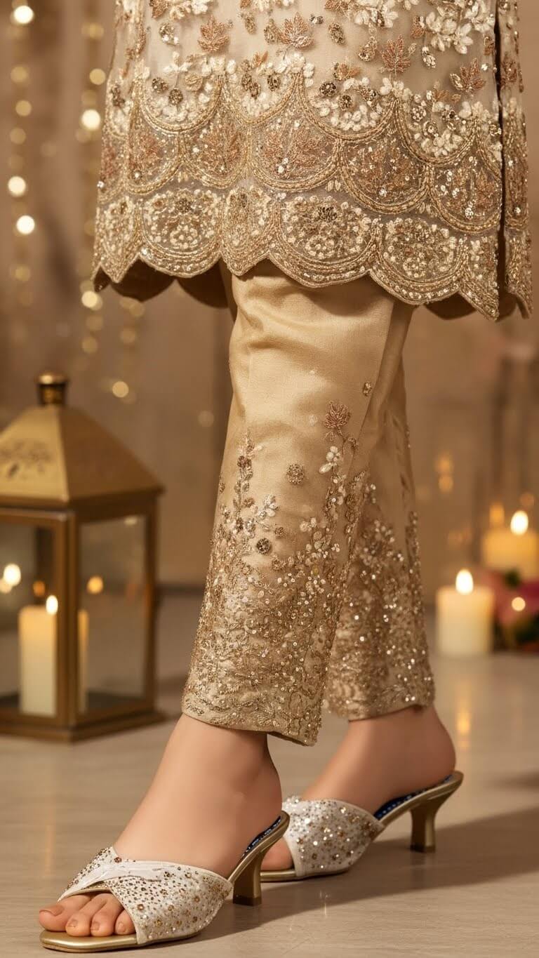 Golden Fancy Bridal Slipper