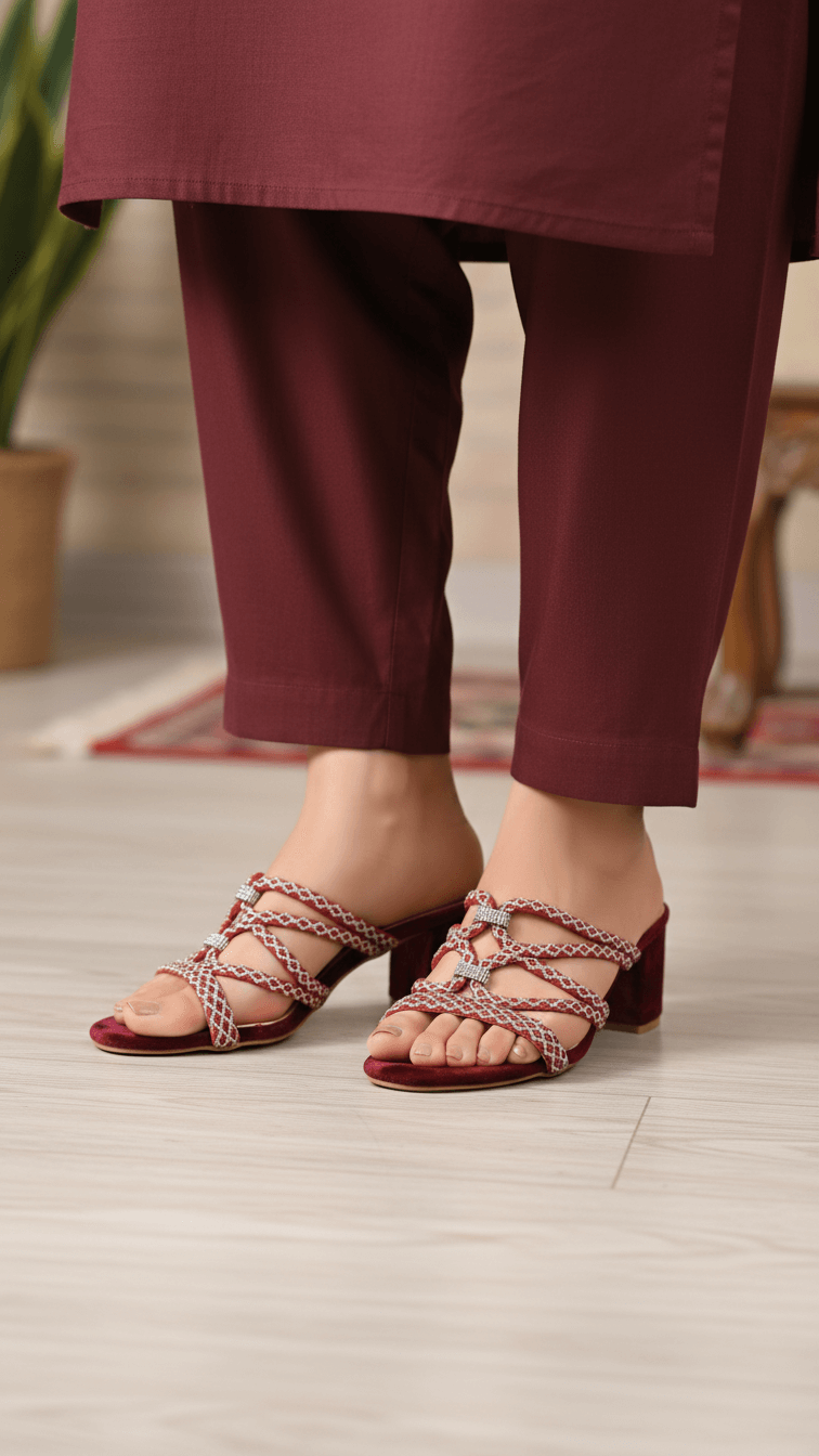 Maroon Fancy Women Slipper