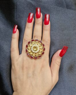 Women Maroon Stone Studded Ring