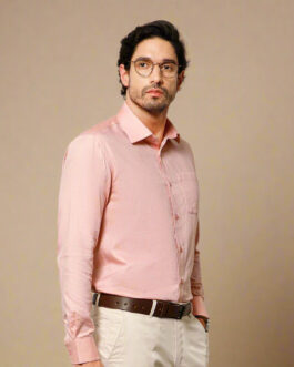 Imperial Herringbone 2 Ply Giza Shirt In Flamingo