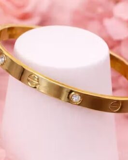 Women Stainless Steel Diamond Gold-Plated Kada