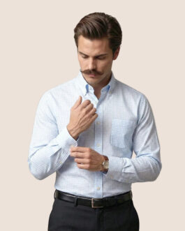 Gingham 2 Ply Check Shirt In Cloud Blue