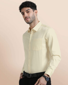 Cambridge Giza Cotton Shirt In Lemon Frost