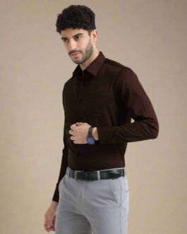 Cambridge Giza Cotton Shirt In Coffee