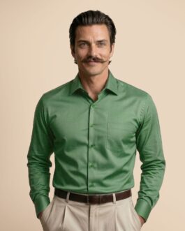 Cambridge Giza Cotton Shirt In Grass Green