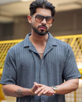 Teraknit Dark Grey Half Sleeve Shirt