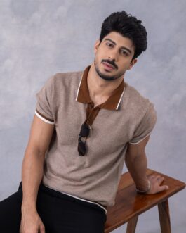 Brown Premium Flat Knit Polo T-Shirt