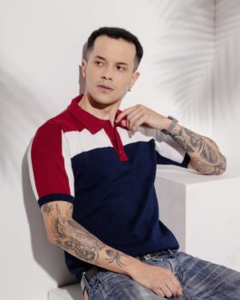 Red White Premium Flat Knit Polo T-Shirt
