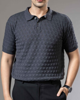 Textured Premium Flat Knit Polo T-Shirt