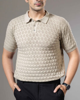 Textured Flat Knit Premium Polo T-Shirt