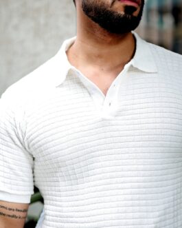 White Premium Flat knit Polo T-shirt