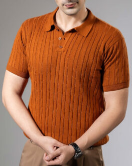 Textured Premium Flat Knit Polo T-Shirt
