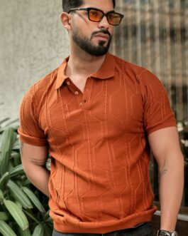 Orange Premium 3D Knit Polo T-Shirt
