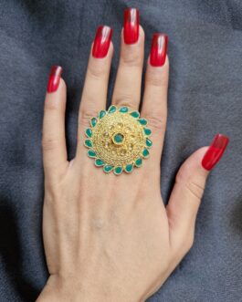 Women Green Stone Studded Ring