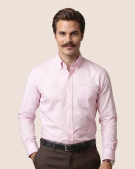 Gingham 2 Ply Check Shirt In Blush Pink