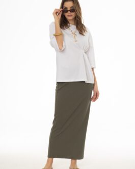Green Herringbone Textured Skirt